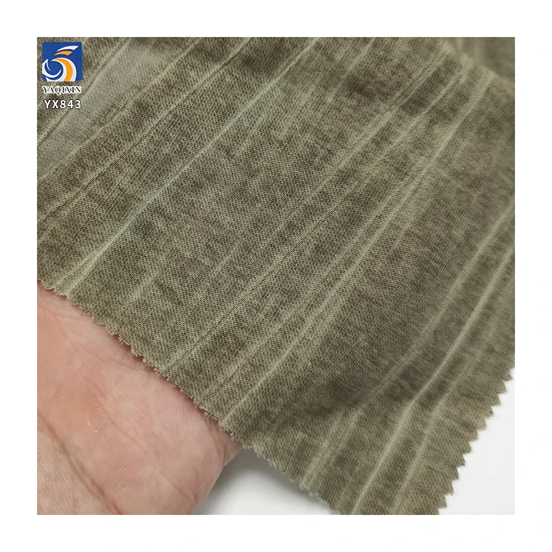 YX843 High Quality Two-color Sand Washing 80% Cotton 20% Nylon 130gsm Thickened Crepe Fabric Chiffon Crinkled Shirts - 图片 5
