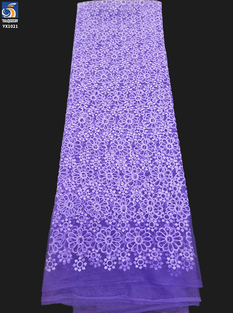 YX1021 New Technology Chrysanthemum Embroidery Tulle Fabric Knitted Poly Mesh Embroidered Fabric Textiles for Apparel - 图片 3