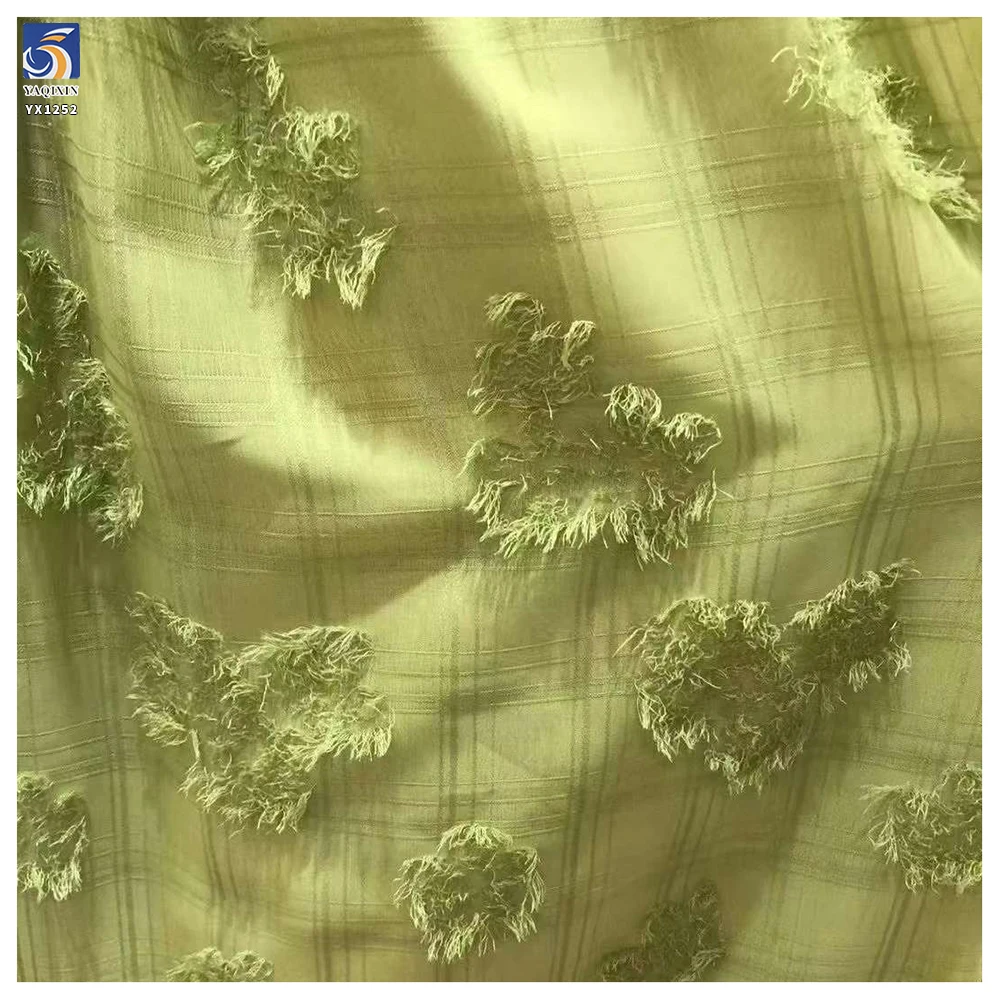 YX1252 New Trends 100 Polyester Chiffon Dress Fabric Striped 3D Checkered Florals Chiffon Jacquard Fabric for 2 Yards - 图片 2