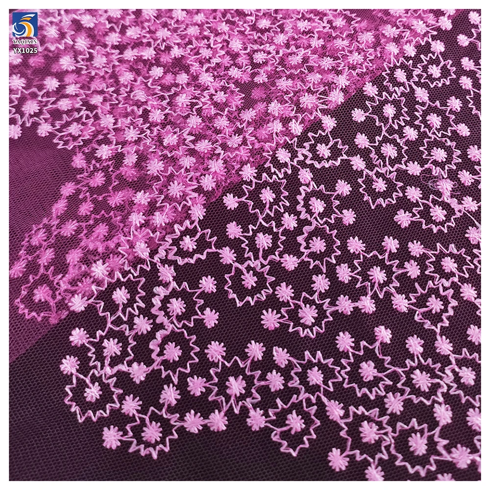 YX1025 New Trends and New Materials Customization Embroidery Mesh Fabric Samples Available in 7 Days Apparel Dress Tulle Fabric - 图片 4