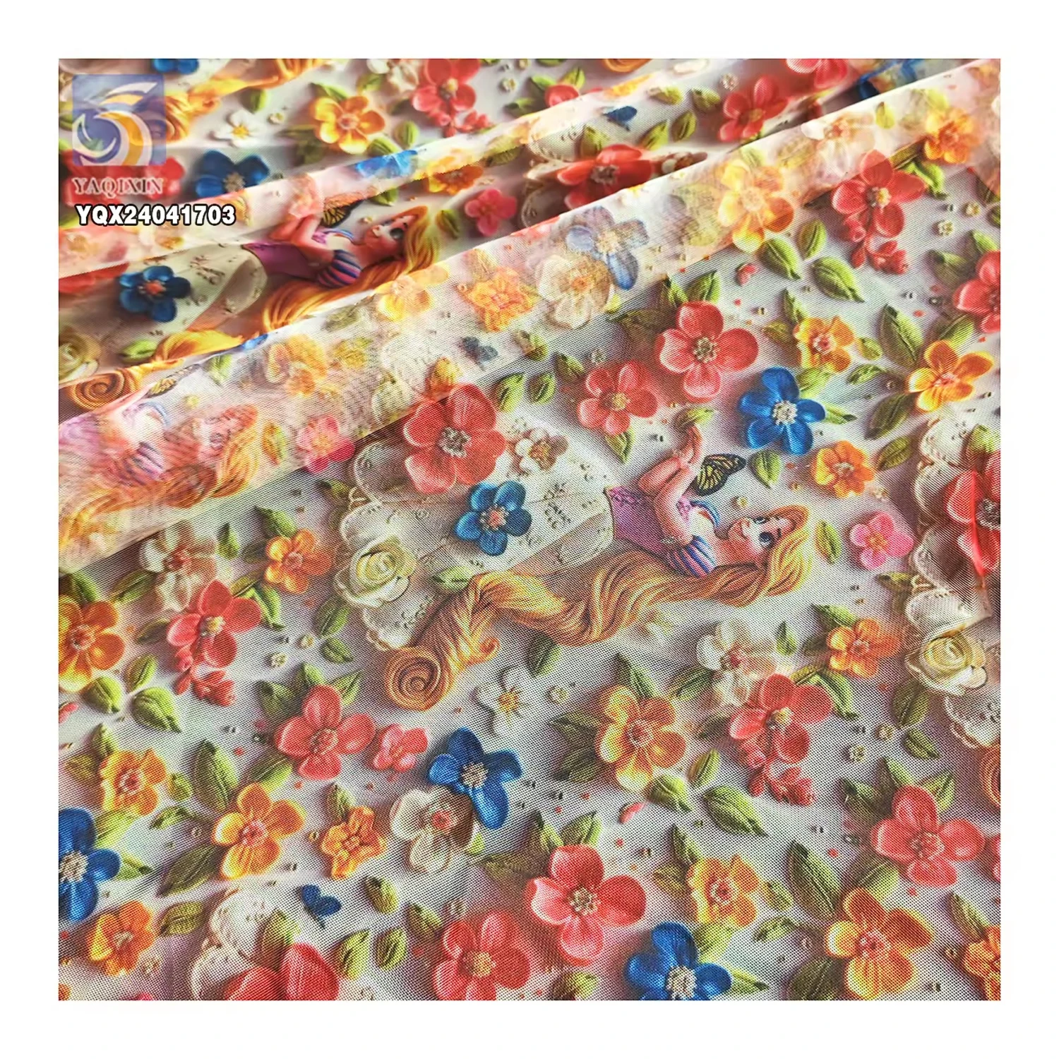 Latest Dis-ney Cartoon Characters Festival Tulle Fabric for Girls Skirt Digital Print Polyester Mesh Tulle Fabric - 图片 4