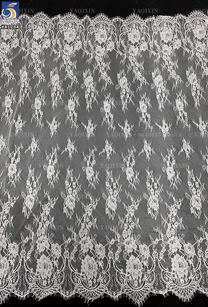 YX1204 Large Stock of Eyelash Lace Fabric Wholesale China Factory Fast Shipping Mesh Eyelash Lace Fabric Florals for Wedding - 图片 3