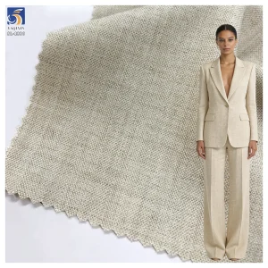 SL-1336 New 280g Ecru Color Herringbone Wool Blend Stretch Suiting Fabric Polyester Rayon 5 Spandex Suit Stretch Fabric