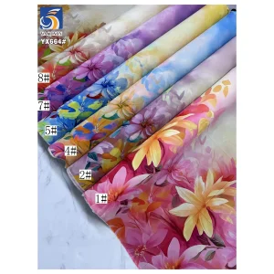 YX664 High-Quality Chiffon Digital Print Fabrics With Vivid Colors Poly Trendy Floral Pearl Chiffon Printed Fabrics