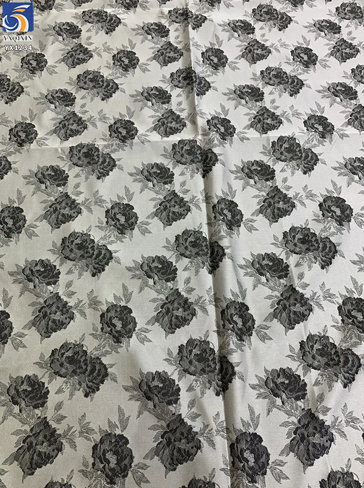 YX1234 Cheap Chinese Brocade Jacquard Fabric Woven Soft 100% Polyester Roses Flowers Brocade Fabric 2026 for Women - 图片 2
