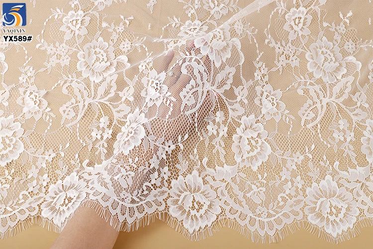 YX589 Best Selling Cheap African and French Eyelash Lace Fabric Wedding Mesh Eyelash Lace Fabric - 图片 4