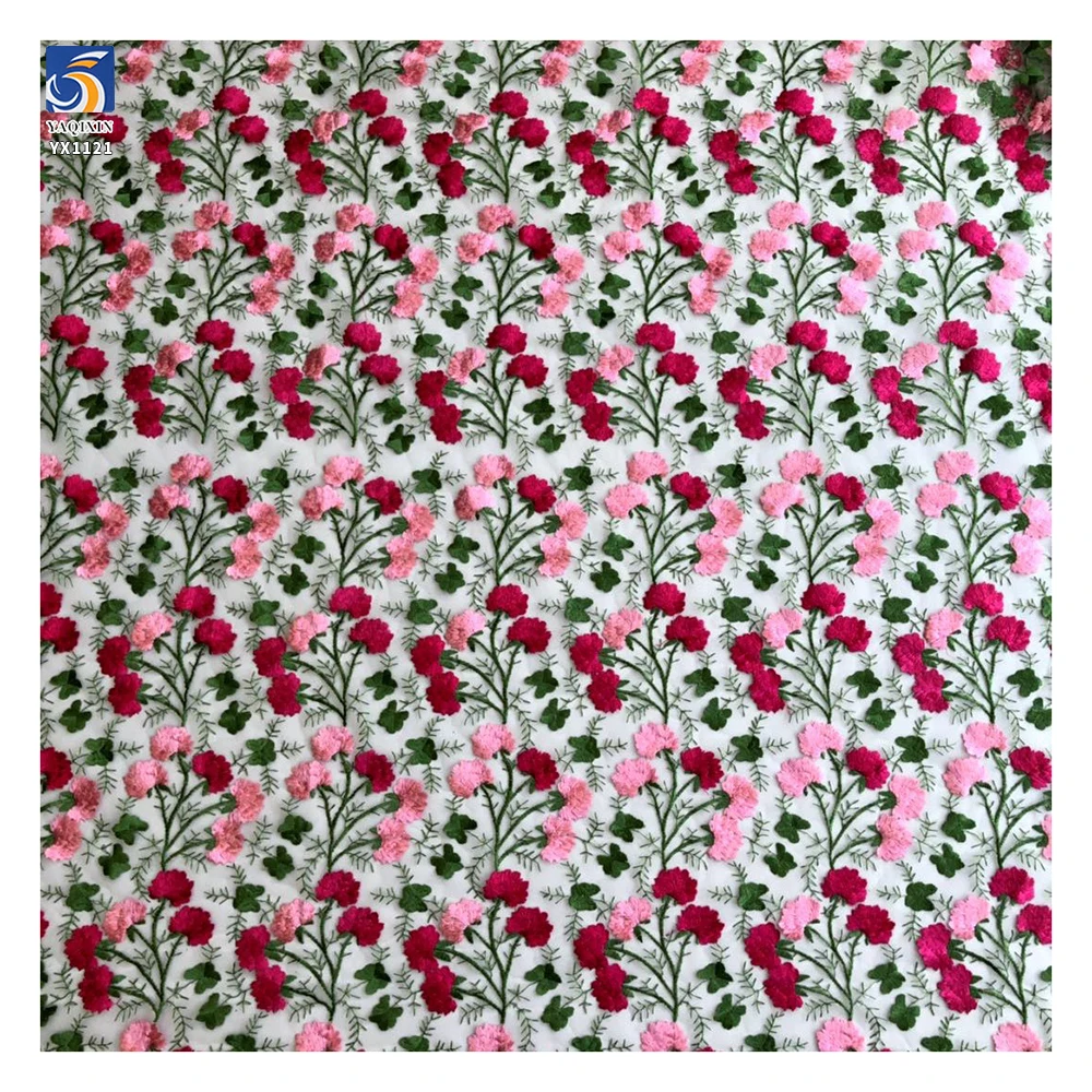 YX1121 Multiple Colors in Stock Embroidery Fabric Poly Flower and Grass Patterns Embroidery Mesh Fabric for French Dancewear - 图片 6