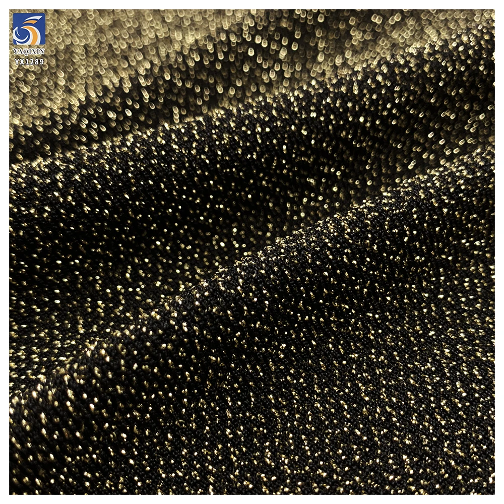 YX1289 170gsm China Competitive Prices Nylon Spandex Gold and Silver Thread Lurex Knitted Stretch Fabric for Garments - 图片 4