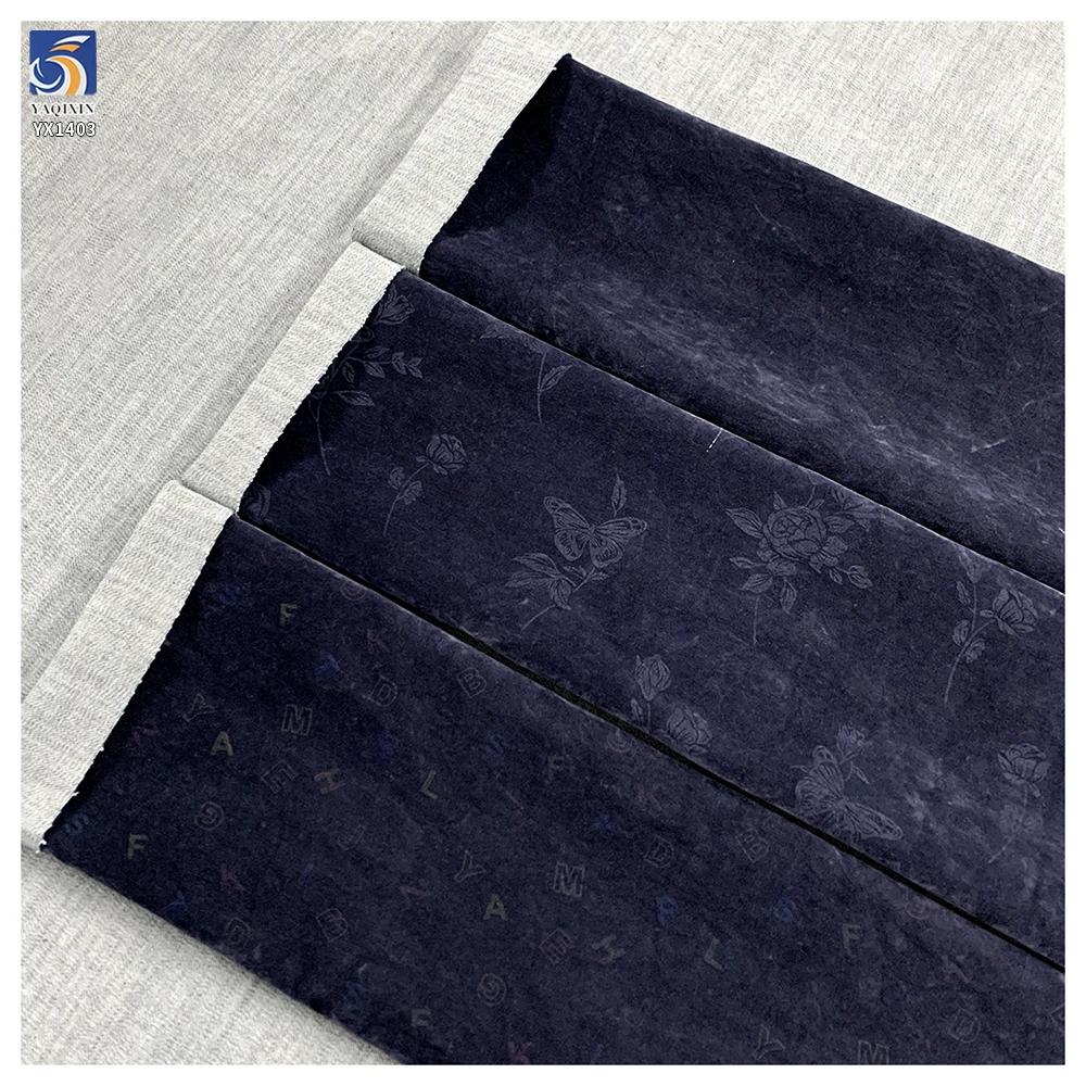 YX1403 2026 10oz High-Stretch Flock Denim Fabric OEM Custom Flocked Flower English Pattern Denim Fabric for Jackets - 图片 4