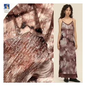 YX1127 Tie-Dye Style Pattern Design Straight Stripe 3mm Sequined Tulle Fabric Elastic Base Sequins Fabric for Apparel Garments