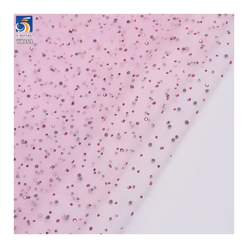 YX861 New Trends Tulle Polyester Knitted Mesh Net Clothing Colored Shiny Diamonds 3D Glitter Tulle Fabric for Toys - 图片 6
