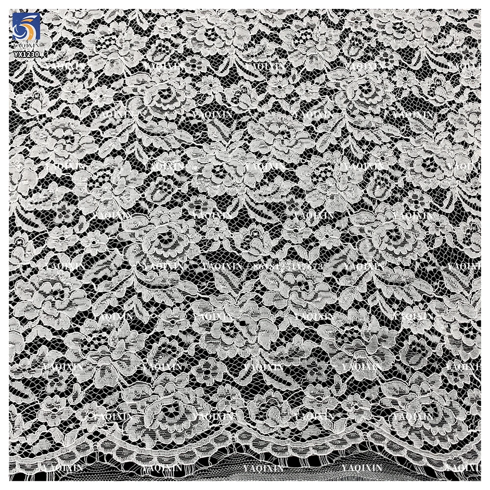 YX1229 Quick and Easy Custom Color 120g Woven Mesh Net Lace Fabric Cheap Polyester Mesh Wedding Chantilly Lace Fabric - 图片 2