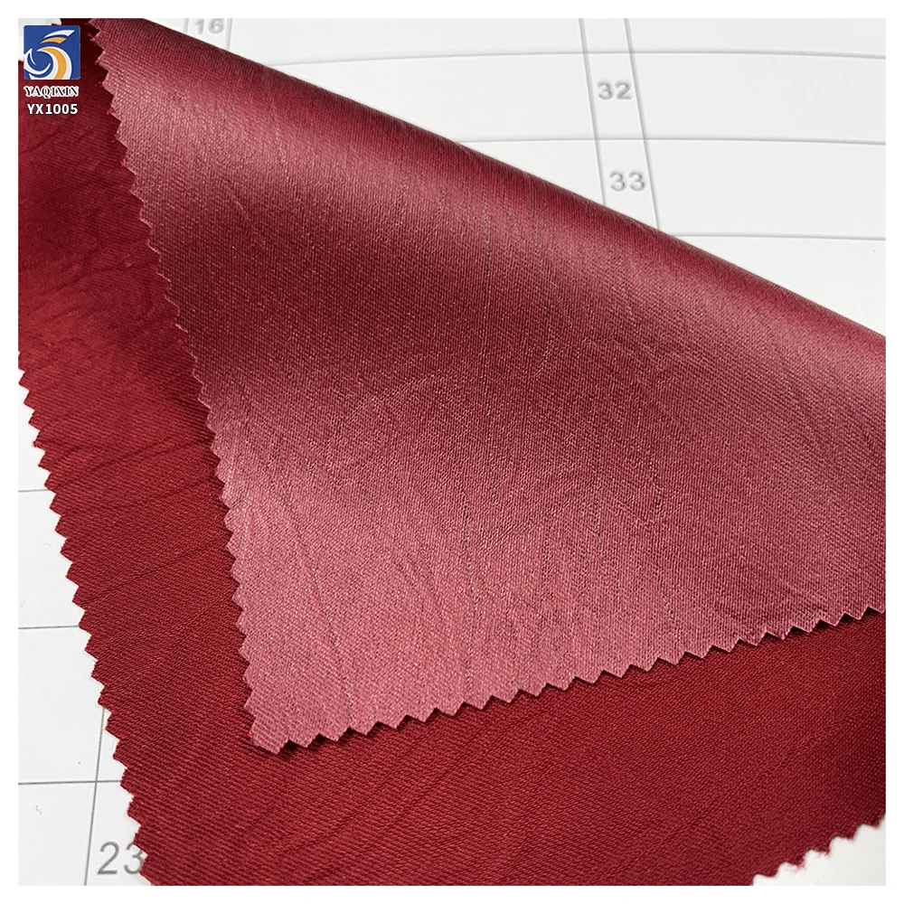YX1005 180gsm 100% Polyester Woven Like Leather Fabric Hot Stamping Wrinkled Polyester Acetate Satin Fabric