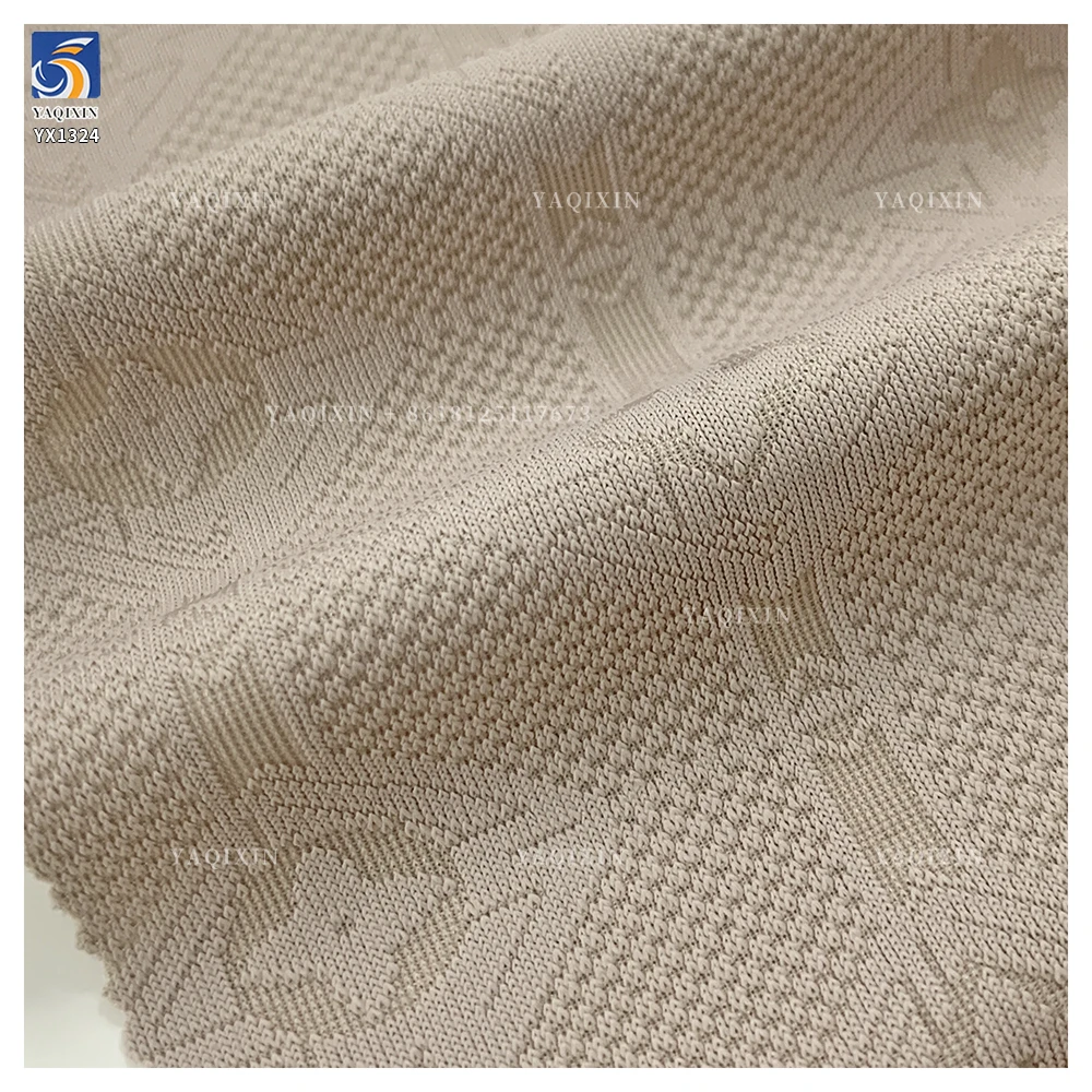 YX1324 175g 78 Nylon 22 Spandex Luxury Fashion Jacquard T Shirts Fabric China Wholesale Stretch Jacquard Knit Fabric for Yoga - 图片 4