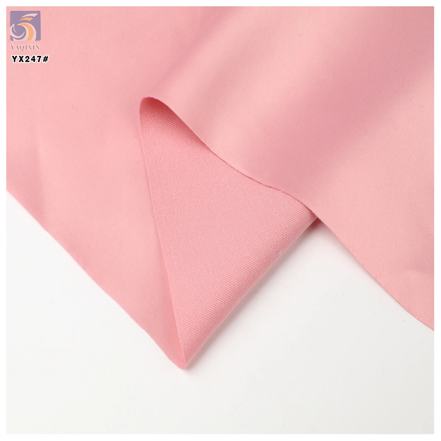 YX37 Pink Soft 220gsm Wrinkle-Resistant Polyester Matte Satin Fabric Wedding Dress Evening Gown Satin Fabric - 图片 6