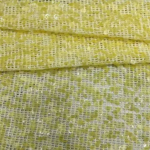 YX789 Custom Stretch Golden Sequin Embroidered Fabric Mesh Metallic Dot Knitting Sequin Stretch Fabric for Dresses