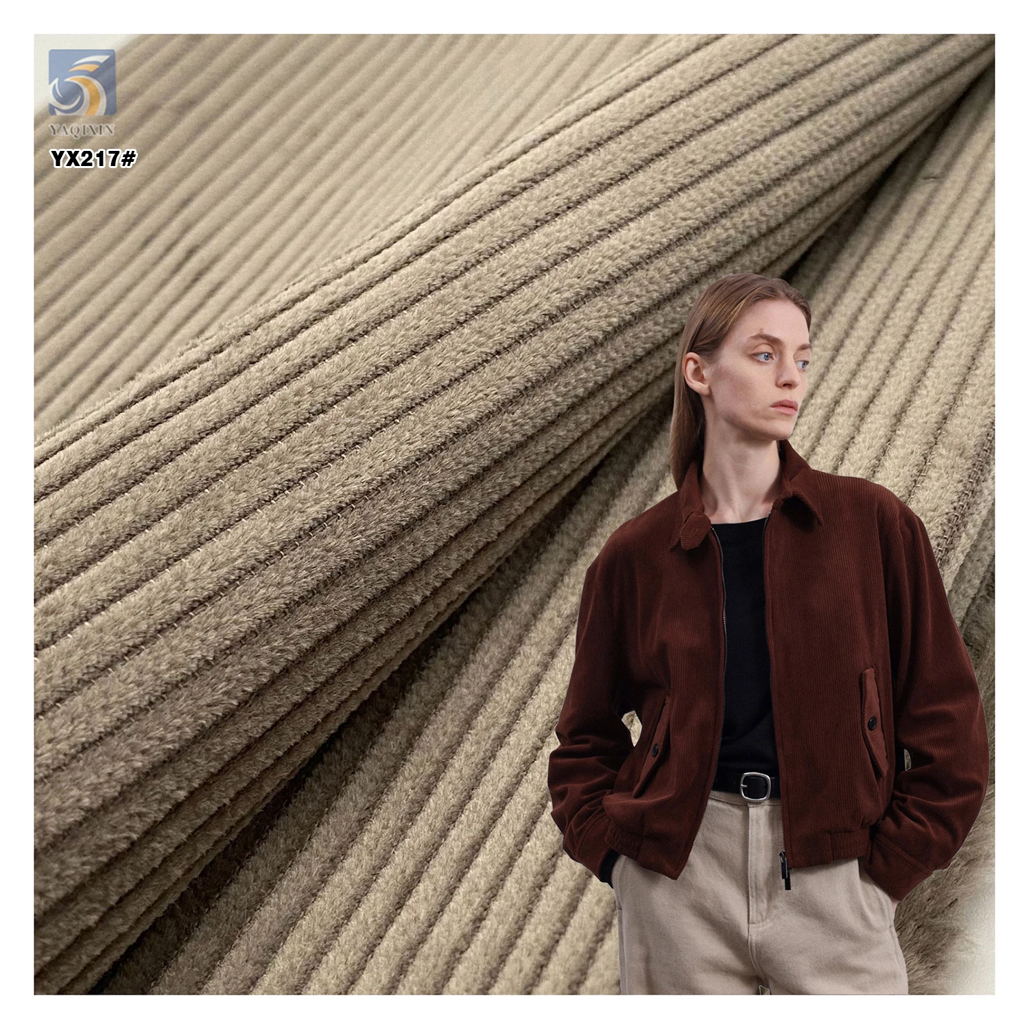 YX217 Chinese Factory Direct Sales Price 6 Wale 285gsm Woven Washed 100% Cotton Corduroy Fabric for Coat Pants