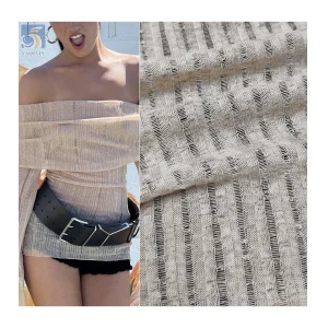YX134 New Arrival Summer Polyester Women's Shirt Fabric 25% Rayon/75% Polyester Striped Knitted Fabric