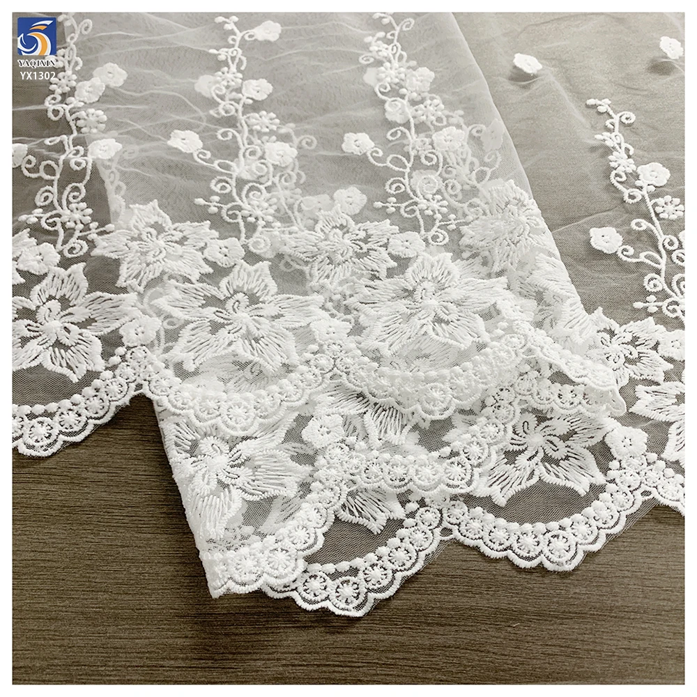 YX1302 Competitive and Inexpensive Thin Polyester White Water-Soluble Lace Embroidery Fabric 15 Yards for Girl Chinese - 图片 4