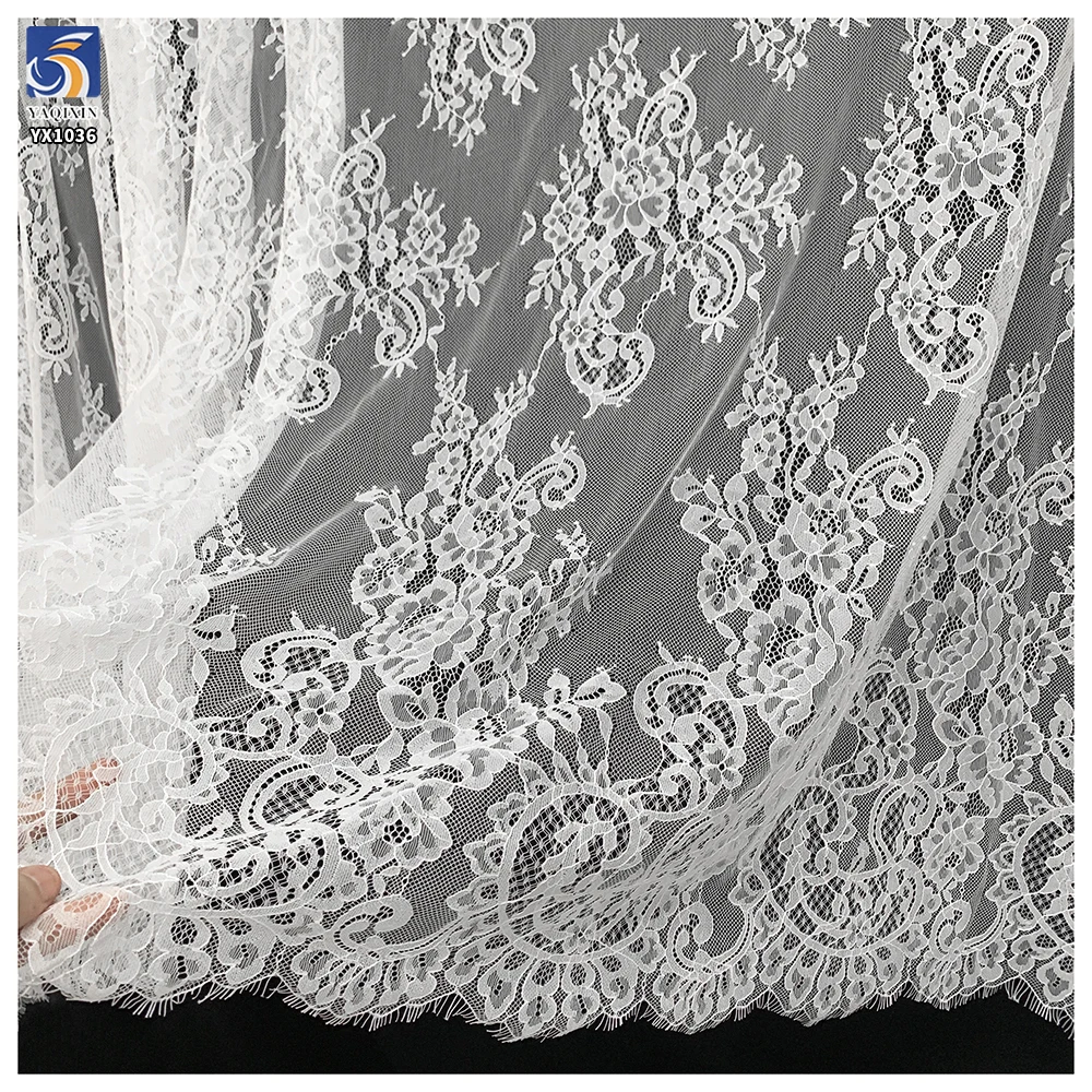 YX1036 2026 New Design New Technology Eyelash Lace Textile Fabrics 300CM*150CM Eyelash Wedding Lace Fabrics Bride's - 图片 5