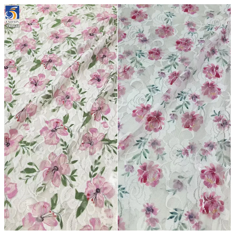 YX1232 2 Yards Color Digital Printing Large Rose Flowers Lace Fabrics Embroidered French Dress Chantilly Lace Fabric 2026 New - 图片 3