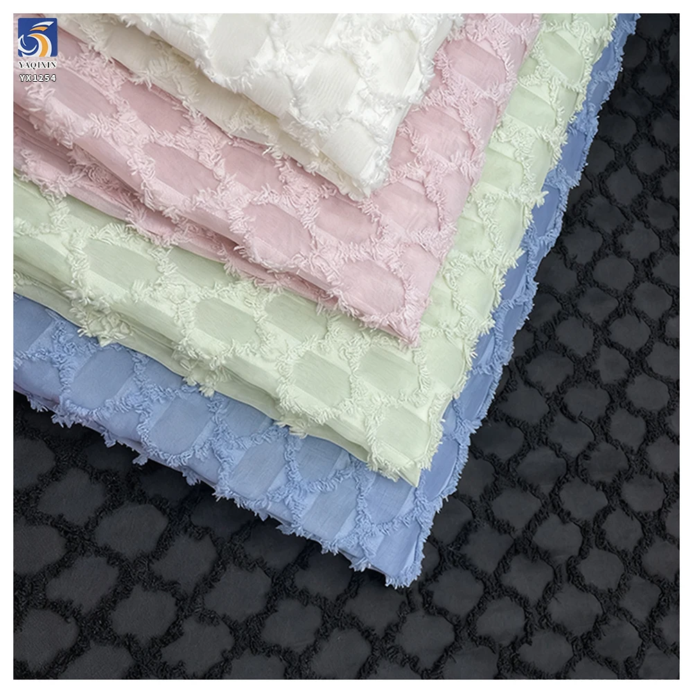 YX1254 130gsm Polyester Diamond Pattern Textured Jacquard Fabric 2026 New Spring Fashion Women's Wear Jacquard Fabric - 图片 2