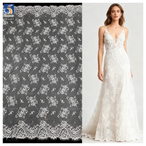 YX1207 2026 Turkish Wedding Bride Lace Fabric Competitive Prices 10 Pieces Low Moq White Tulle Lace Eyelash Fabric 300*150CM