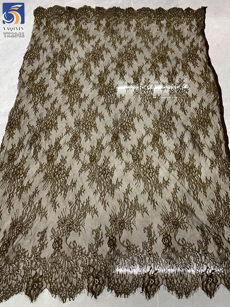YX1341 2026 China New Design Nylon Embroidered French Mesh Eyelash Lace Fabrics for Garments and Dresses - 图片 2
