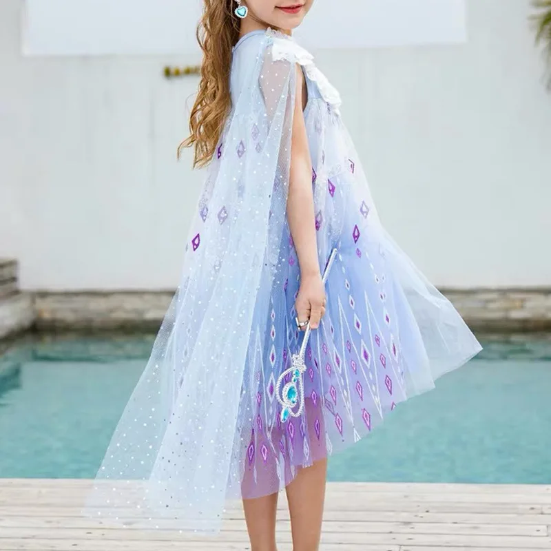 YX963 Cartoon-Themed Midi-Length Dress Fabric for Children's 2025 Purple-Pink Crystal Glitter Tulle Mesh Princess Dress Fabrics - 图片 4
