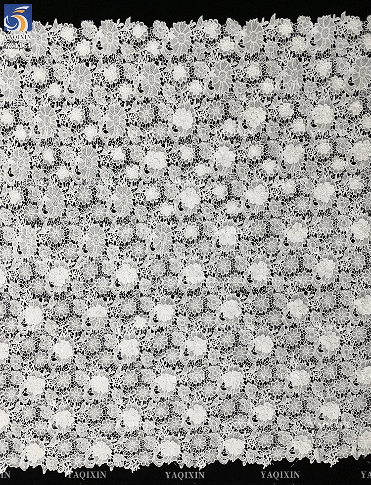 YX1161 2026 Embroidered Lace Fabric Water Soluble 100 Polyester Net 3D Florals Luxury Lace Fabric White for Clothes - 图片 3