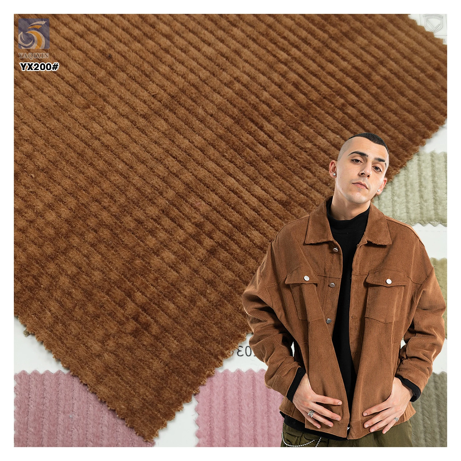 YX200 High Quality 330gsm Heavyweight Thick 8W Corduroy Fabric 97 Cotton 3 Spandex Stretch Corduroy Fabric