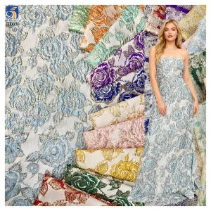 YX1240 Popular New Design Fashion Polyester Brocade Textiles Fabrics Embossed Jacquard Brocade Fabric Custom by Yard