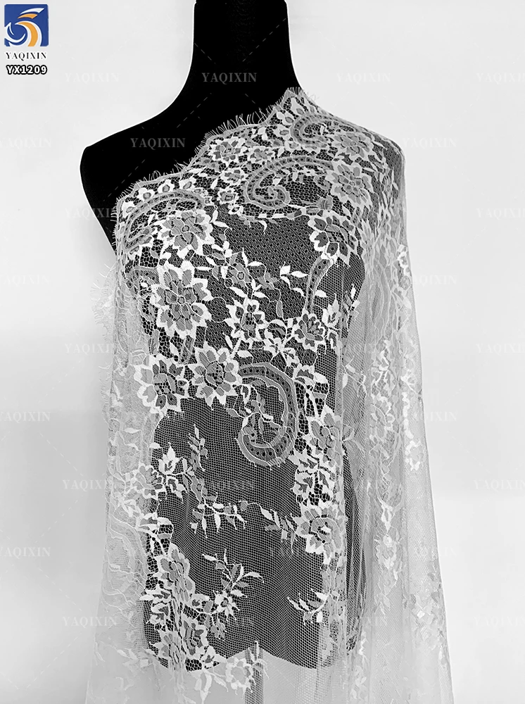 YX1209 300*150CM Manufacturer Chinese Eyelash Lace Fabric European Style Beautiful French Bride Tulle Lace Fabric Soft - 图片 2