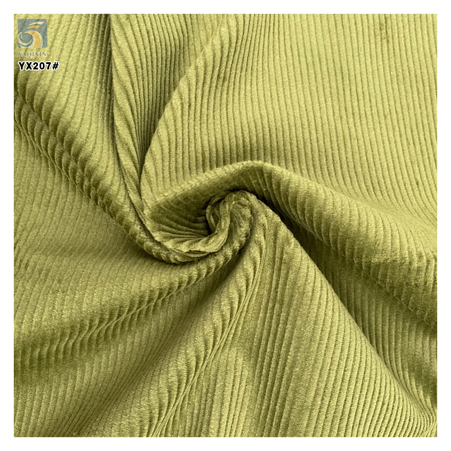YX207 China Manufacturer 330gsm Heavyweight 12 Wale Stretch 97% Cotton 3% Elastane Corduroy Fabrics for Women Dresses - 图片 3