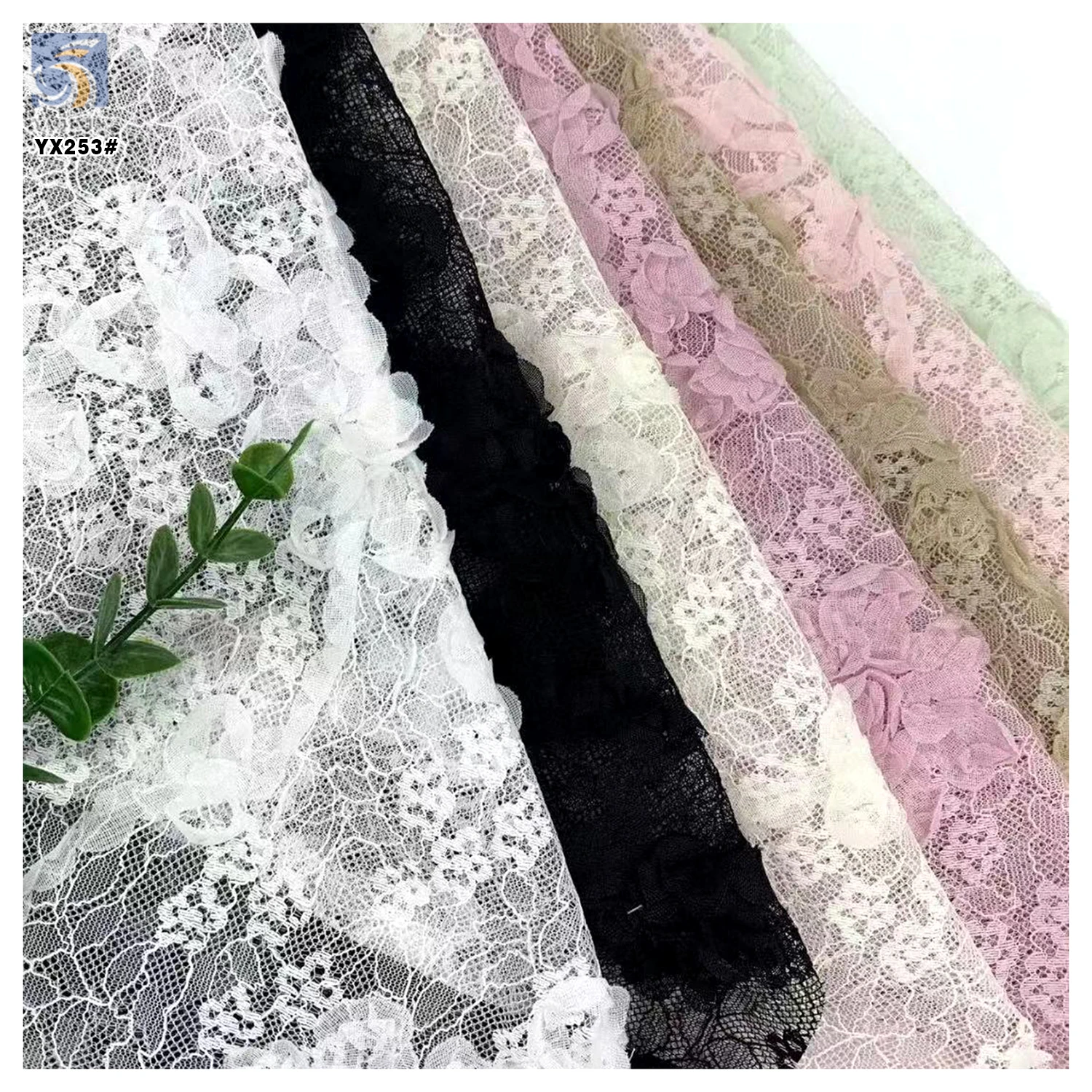 YX253 New Fashion Soft Polyester Lace With 3D Small Floral Patterns French Embroidery Chantilly Lace Fabric - 图片 4