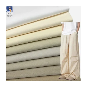 A2414 200g/m² Cotton and Nylon Blend 32 Fine Beads Canvas Fabric Plain Canvas Little Cat Eye Shirt Cotton Wide Leg Pants Fabric
