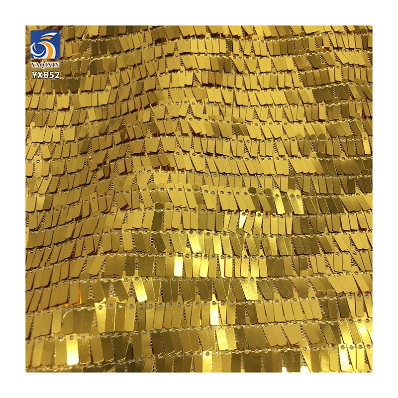 YX852 Cheap Price Width 130cm 300gsm 3x9mm Rectangular Sequin Fabric for Bags,Backpacks,Shoes,Skirts - 图片 5