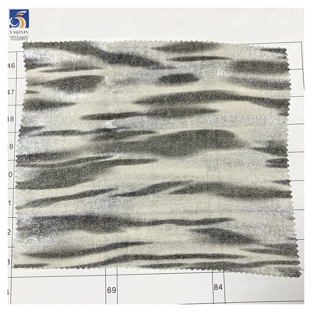 YX1007 105gsm Chiffon Python Pattern Fabric Silver Polyester Hot Stamping Snake Print Fabrics for Bags and Women's Dresses - 图片 2