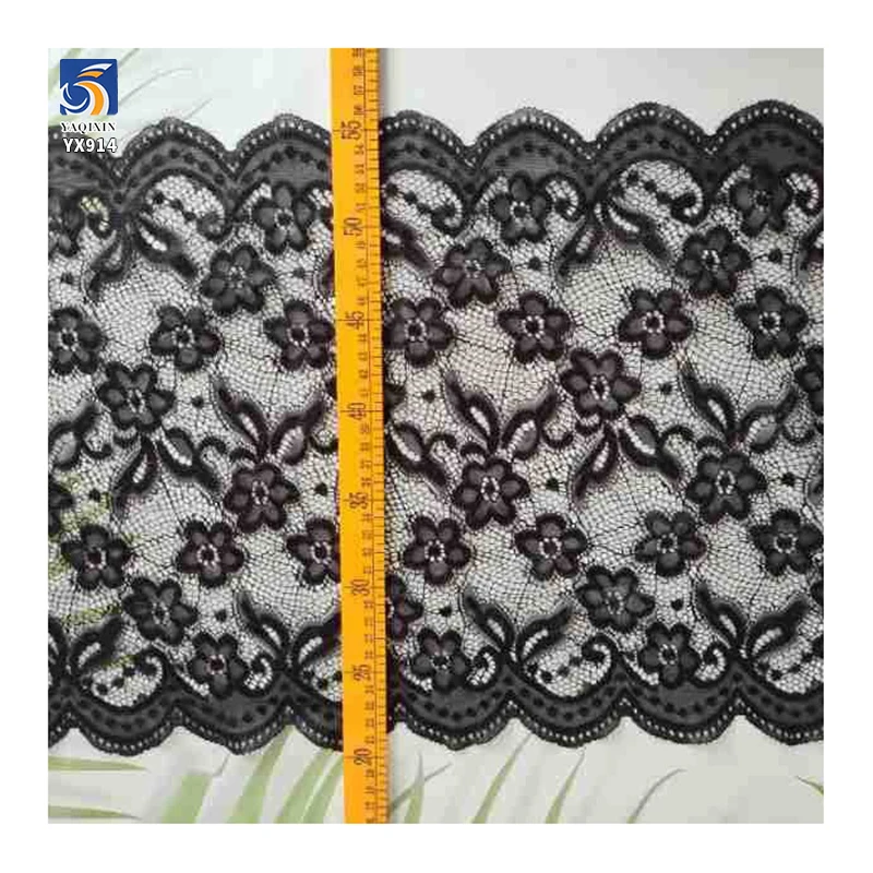 YX914 White Rose Flowers Knit Lace Trim 25cm Nylon Underwear Eyelash Lace Trim High Quality Wholesale - 图片 5