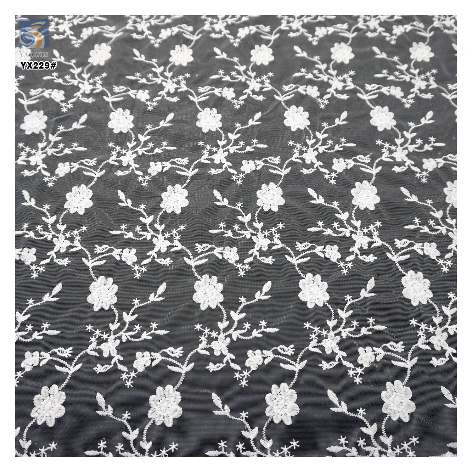 YX229 Factory Manufacturer 130cm Width Water Soluble Milk Silk Embroidery Flower Polyester Lace Fabric - 图片 4