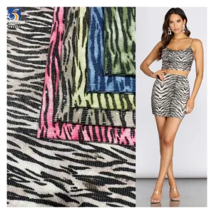 YX1065 200gsm 5mm Sequins Chiffon Zebra Leopard Print Fabric Animal Pattern Printed 2026 New Skirts Sexy Sequins Fabric