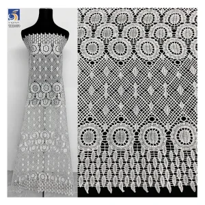 YX1070 220gsm White African Embroidery Lace Customized Fabrics Water-Soluble Woven Embroidered Florals White Lace Fabrics