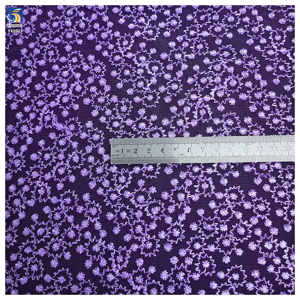 YX1025 New Trends and New Materials Customization Embroidery Mesh Fabric Samples Available in 7 Days Apparel Dress Tulle Fabric - 图片 6