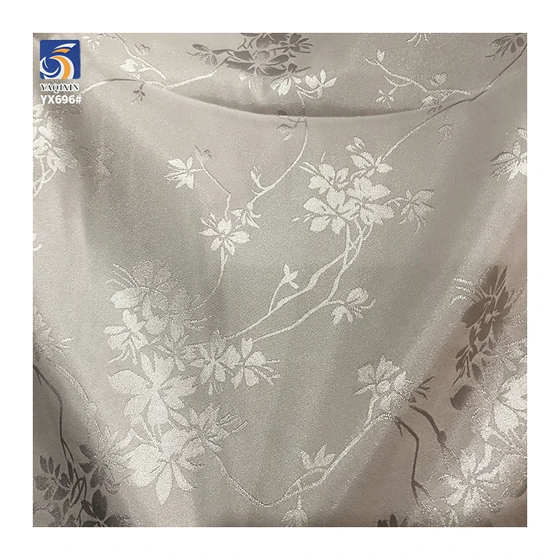 YX696 New Chinese Style Satin Fabric 110gsm Polyester Rose Floral Jacquard Dress Fabric for Women in Summer - 图片 5