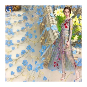YX877 North America Wholesale High Quality Two Color Embroidery Tulle Fabric With Colorful Small Florals Mesh Dresses Fabric