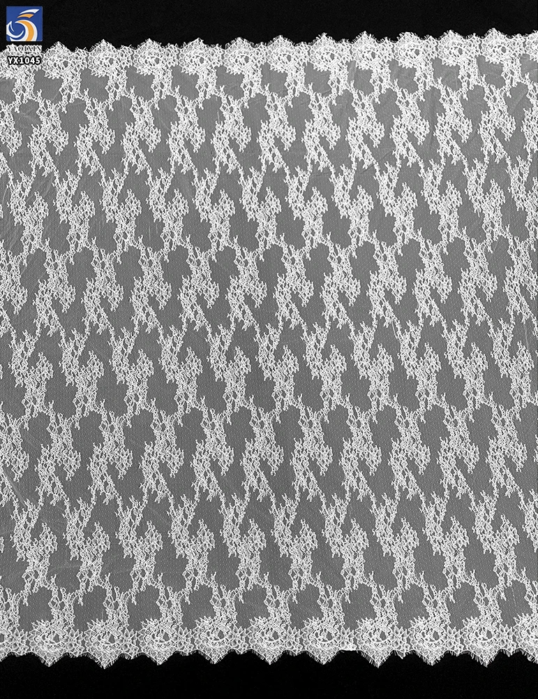 YX1045 Wholesale Cheap Plain Embroidery White Eyelash Lace Apparel Dress Fabrics Garments Home Textile Lace Fabric for Sales - 图片 5