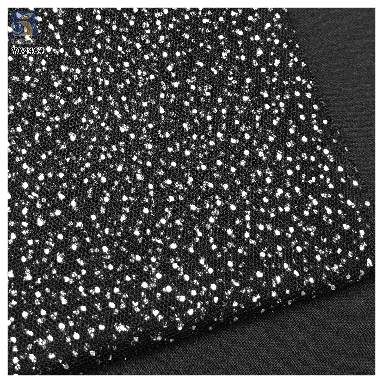 YX246 High Quality Non-Falling 100% Polyester Tulle Silver Glitter Mesh Fabric for Wedding Party Dresses - 图片 6