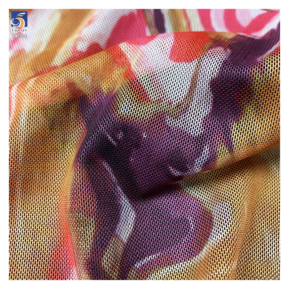 YX007 4 Way Stretch Tie-Dye Digital Printing Customized Print Mesh Fabrics Picture Sample Custom Printing Mesh Fabric Textiles - 图片 6