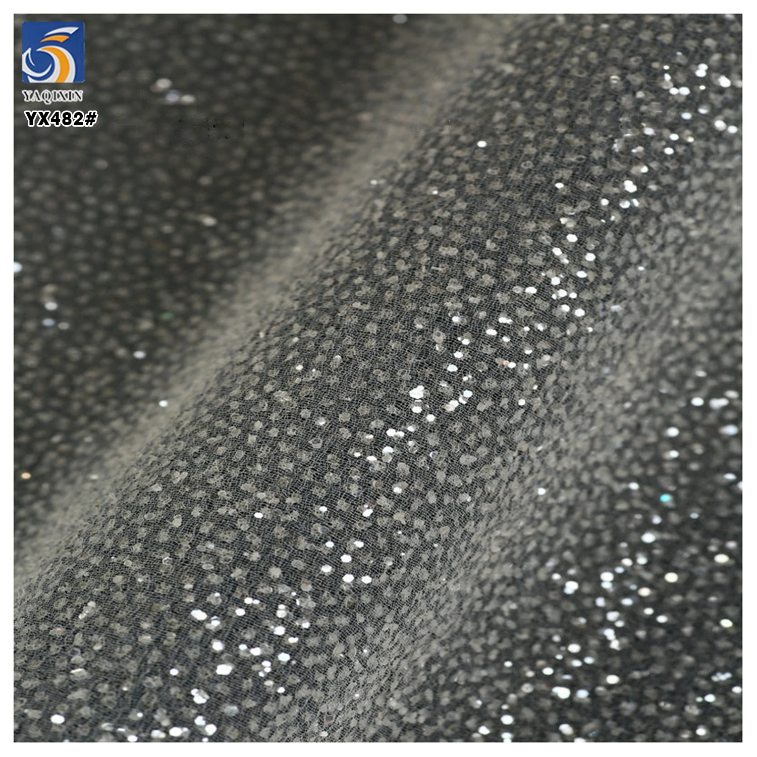 YX482 Wedding Dress Bridal Fabric Ivory White Tulle Fabric With Silver Sprinkle Sequin Dust Glitter Tulle Mesh Fabric - 图片 5
