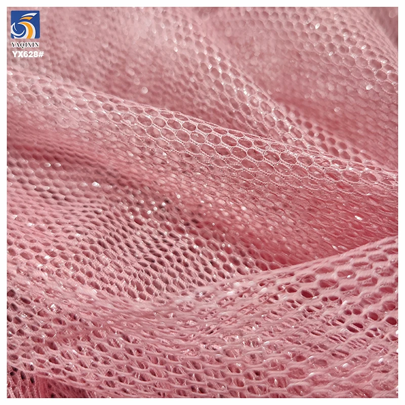 YX628 Good Quality 100% Polyester Knitted Glossy Hexagonal Mesh Fabric for Bags Headwear - 图片 6